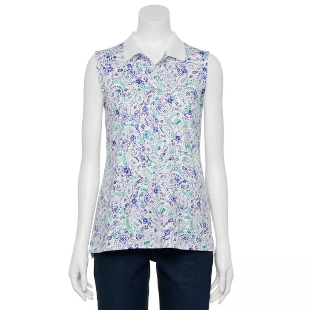 Women's Croft & Barrow Essential Extra Soft Sleeveless Polo Shirt XL